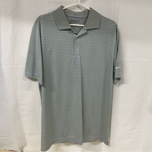 Nike Golf Dri-FIT Gray Green Striped Polo Shirt Men’s Medium Tour Performance